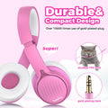 TuneFlux Upgraded Kids Headphones, Wired Toddler Headphones, 85dB Limited Volume On Ear Headphones, Portable Foldable Design, Stereo Sound Kids Headphones for School/Tablet/Travel-Pink