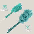 Back Scrubber for Shower, Qewro Loofah on a Stick as Shower Brush Exfoliating Body with Long Handle, Loofah Sponge Mens Loofah Bathing Accessories for Women (2Pack Blue) (2Pack Blue)