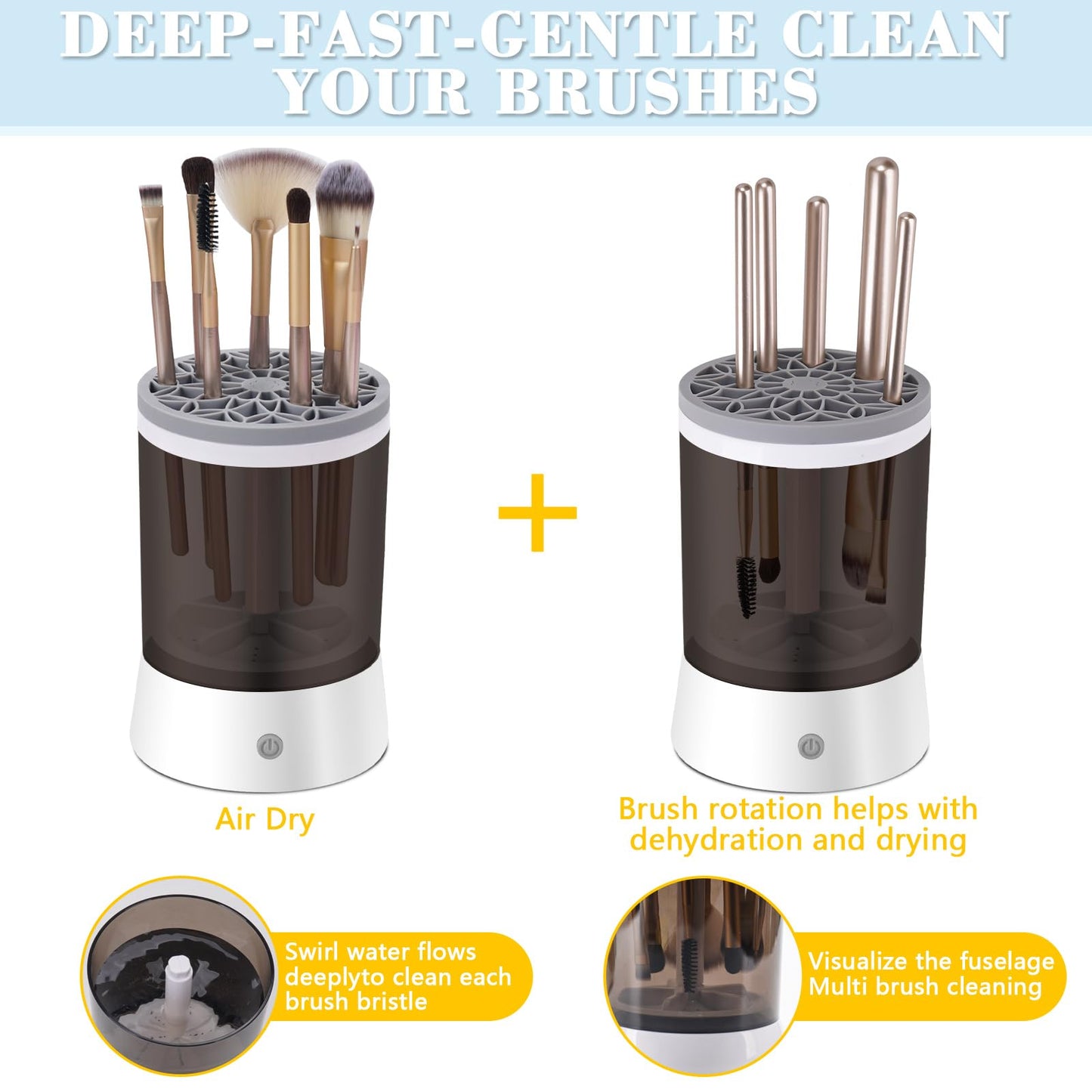 lux queen 2024 New Electric Makeup Brush Cleaner, Automatic Positive And Negative Turbines,Automatic spin drying Makeup Brush Cleaner Fit with Makeup Brush Drying Rack For All Size Makeup Brush