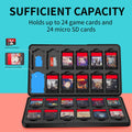 Switch Game Case Holder with 24 Cartridge Slots and 24 Micro SD Card Storage, Slim Portable Game Organizer Traveler Gift Accessories with Magnetic Closure, Protective Hard Shell and Soft Lining