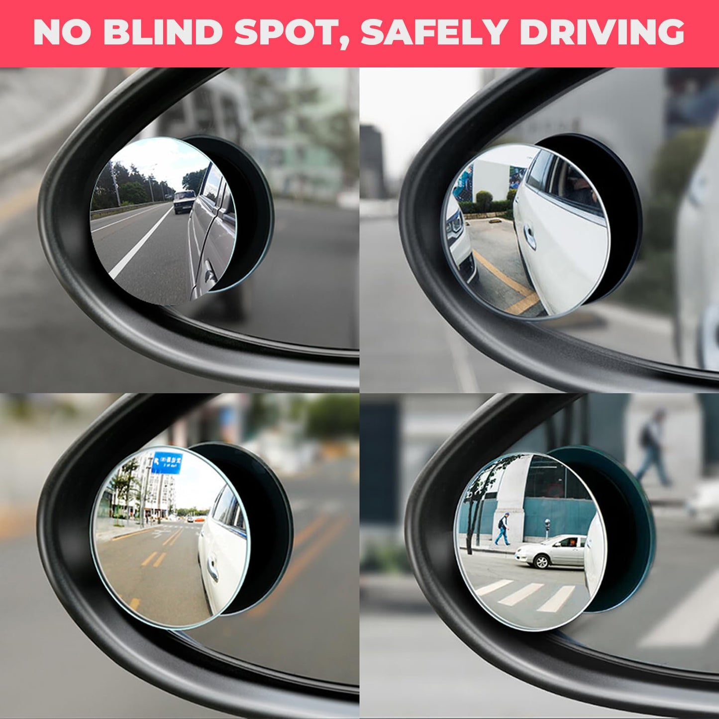 2pcs Round Blind Spot Mirror for Automotive Exterior Accessories, SUV Car Truck Accessories Frameless Convex HD Glass BlindSpot Side Mirror, Rear View Mirror with Wide Angle Adjustable Stick