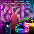 REEMEER Led Lights 100ft(2 Rolls of 50ft) Smart APP Control Music Sync Led Strip Lights RGB Color Changing Led Lights Strips with Remote Led Lights for Bedroom Kitchen and Party