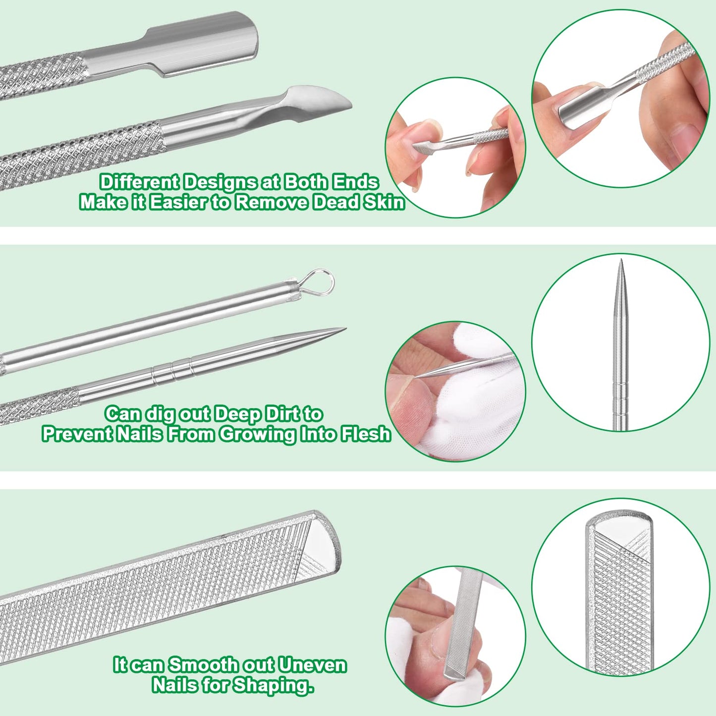 6-Pack Ingrown Toenail File and Lifters, Professional Surgical Stainless Steel Ingrown Toenail Removal Tool Kit, Manicure Treatment Pedicure Tools for Feet Under Nail Cleaner Correction Polish Pain