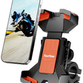 Tecfino Motorcycle Phone Mount, 360° Rotatable Bike Phone Holder, 1s Lock Bike Phone Mount Handlebar Clamp, Cell Phone Holder for Bicycle Scooter, Motorcycle Accessories for 4.7"-7" Smartphones Orange