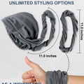 Babalet Silk Satin Lined Halo Turban Pre-Tied Skull Beanie Cap for Men Women Sleeping Bonnet Upgraded Twisted Tail Headwraps Durag Chemo Hair Loss Hat with A Loop As Wrist Sweatbands, Black