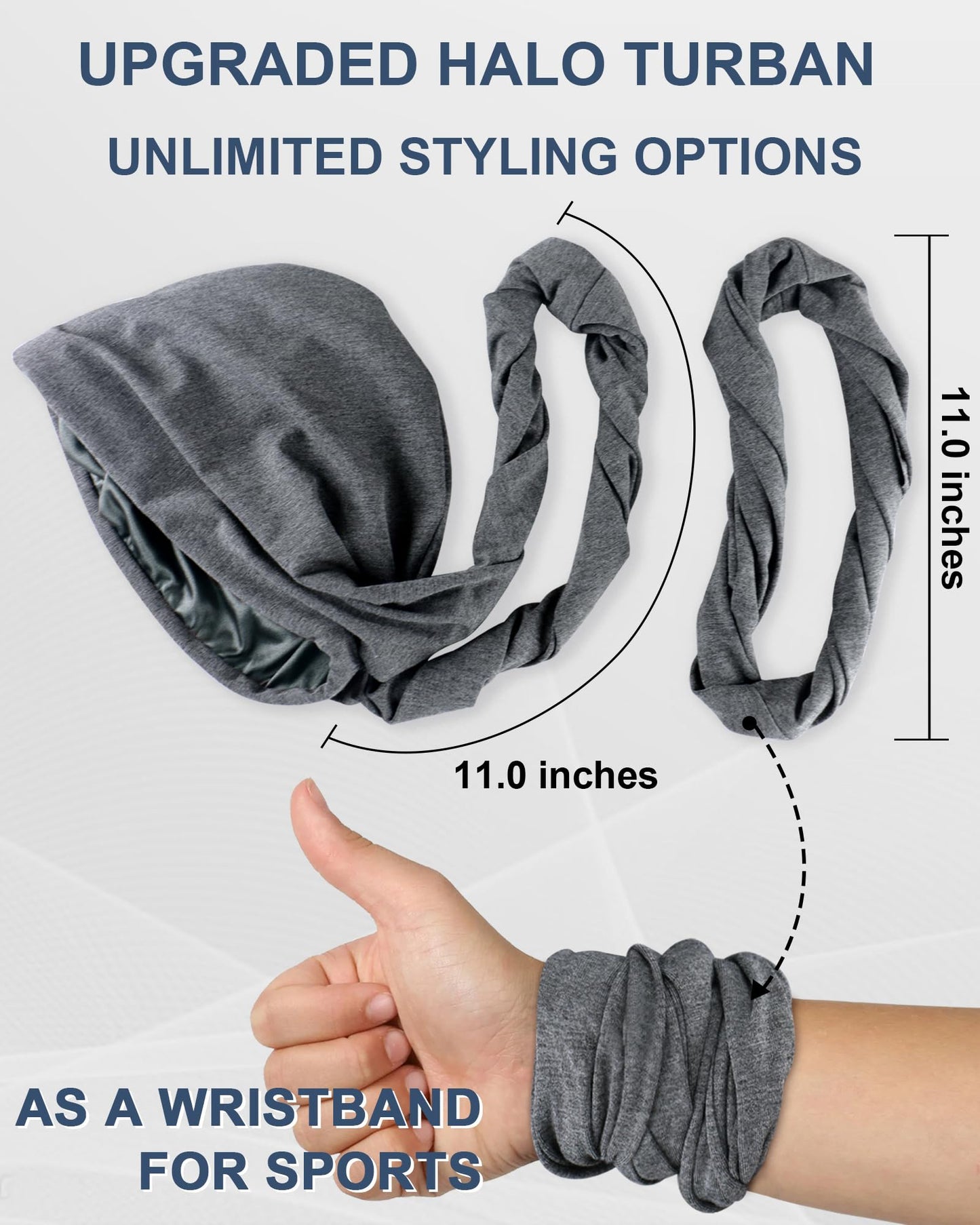 Babalet Silk Satin Lined Halo Turban Pre-Tied Skull Beanie Cap for Men Women Sleeping Bonnet Upgraded Twisted Tail Headwraps Durag Chemo Hair Loss Hat with A Loop As Wrist Sweatbands, Black