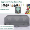 Amyandone Spoon Rest, Silicone Spoon Holder for Stove Top with Drip Pad Suitable for Multiple Kitchen Gadgets, 3 Grooves Upgraded Utensil Rest for Kitchen Counter, Heat Resistant Dishwasher Safe Gray