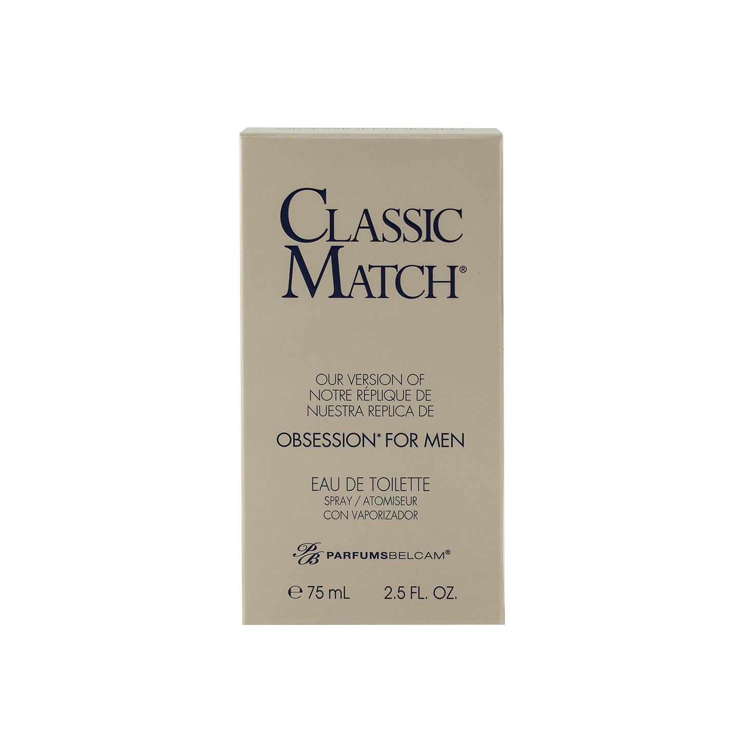 Parfums Belcam Classic Match for Men, Inspired by Designer Eau de Toilette Spray, 2.5 Fl Oz