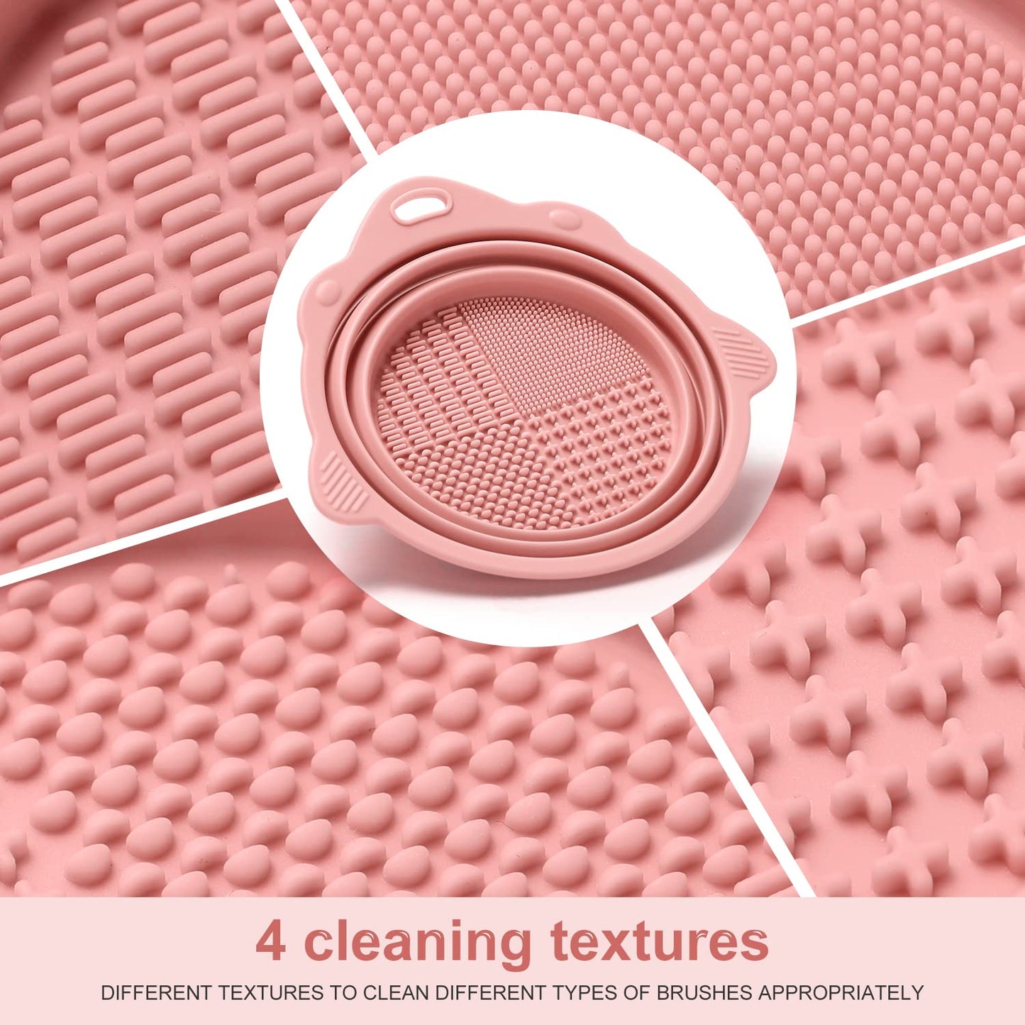 Foldable Silicone Makeup Brush Cleaner Bowl - Etercycle Portable Cleaning Tool for Brushes, Powder Puffs, and Sponges (Pink)