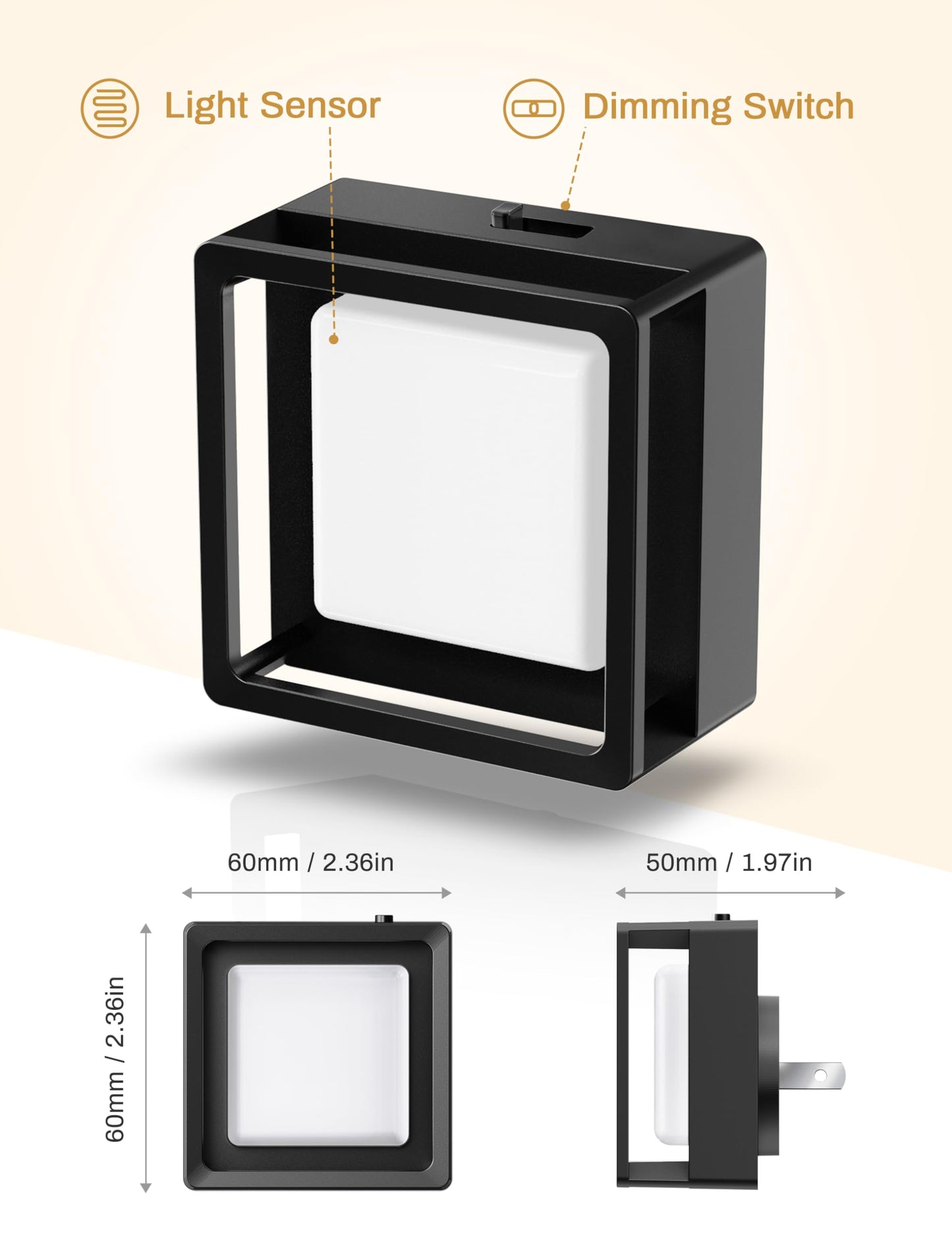 Veilleuse LED DORESshop, veilleuses à brancher sur le mur [lot de 2] avec capteur du crépuscule à l'aube, veilleuses à intensité variable, luminosité réglable pour salle de bain, couloir, chambre, chambre d'enfants, escalier, blanc doux