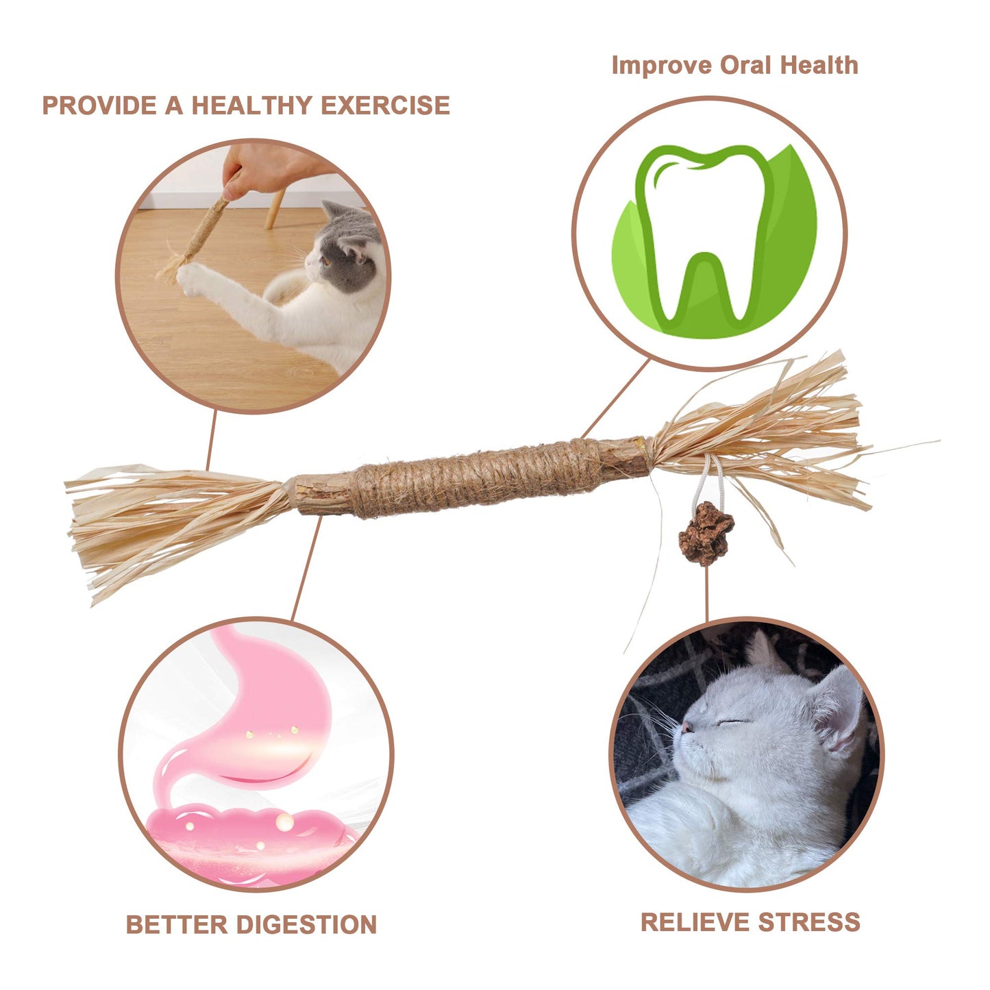 PAZ'S GIFT Catnip Toy Cat Toys Catnip Toy cat chew Toy cat Kicking silvervine Stick Teeth Cleaning Cute Kitten Teething Indoor Interactivecat Dental Care Matatabi (Raffia 3pcs)