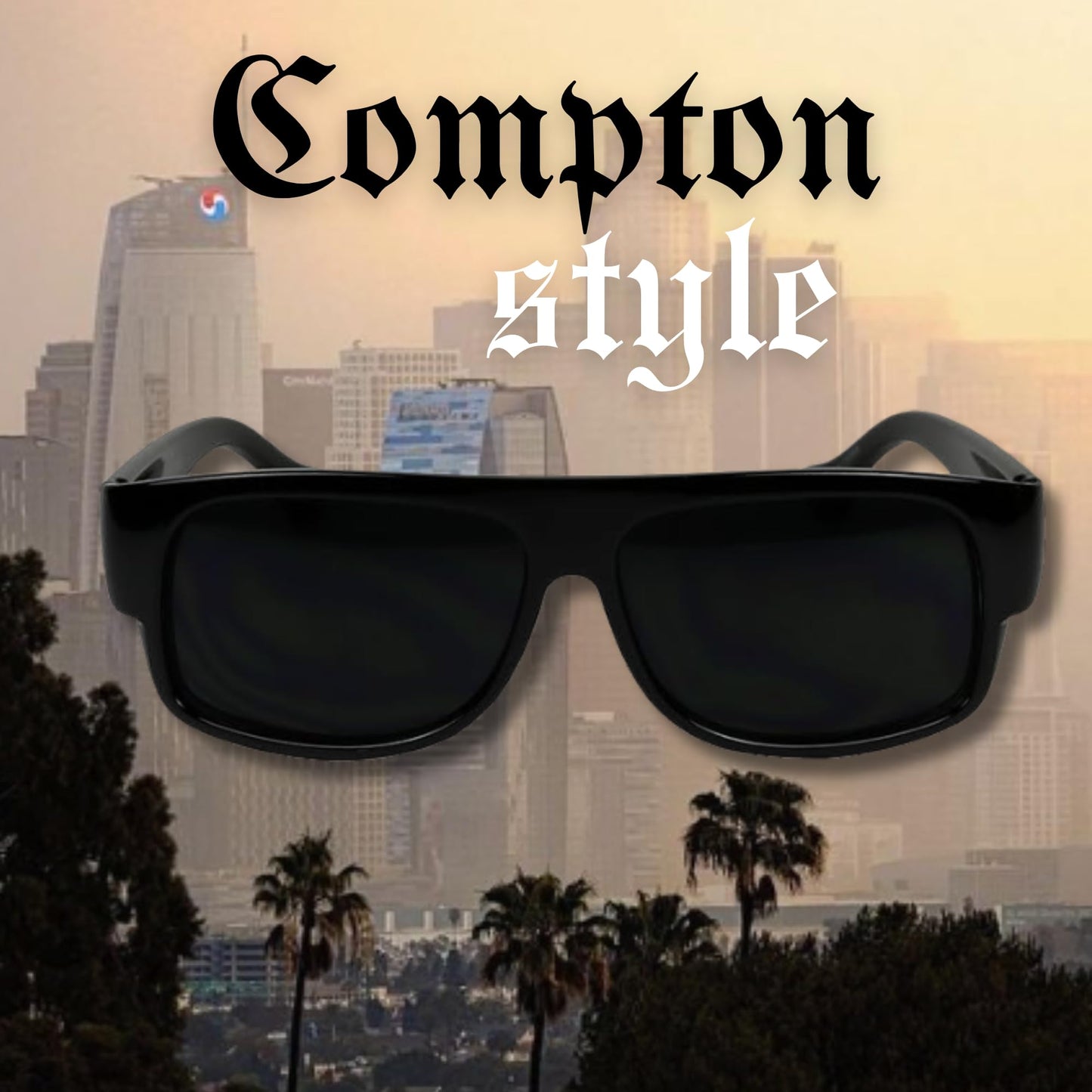 Gafas de sol Gangsta con lentes oscuras negras para hombre, gafas Cholo con protección UV, bisagra de resorte, estilo clásico Eazy E, parte superior plana de la vieja escuela (negro)