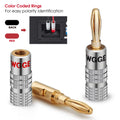 WGGE WG-009 Banana Plugs Audio Jack Connector 6 Pairs / 12 pcs, 24k Gold Dual Screw Lock Speaker Connector for Speaker Wire, Wall Plate, Home Theater, Audio/Video Receiver and Sound Systems…