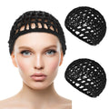 WLLHYF 2 PCS Hair Nets Cap Sleeping Hairnet Snoods Wrap Bonnets Long Straight Curl Wig Head Protector Black Mesh Wrapping Crochet Wave Cook Hats Bun Lift Strap Weaving Sew For Women Ballet