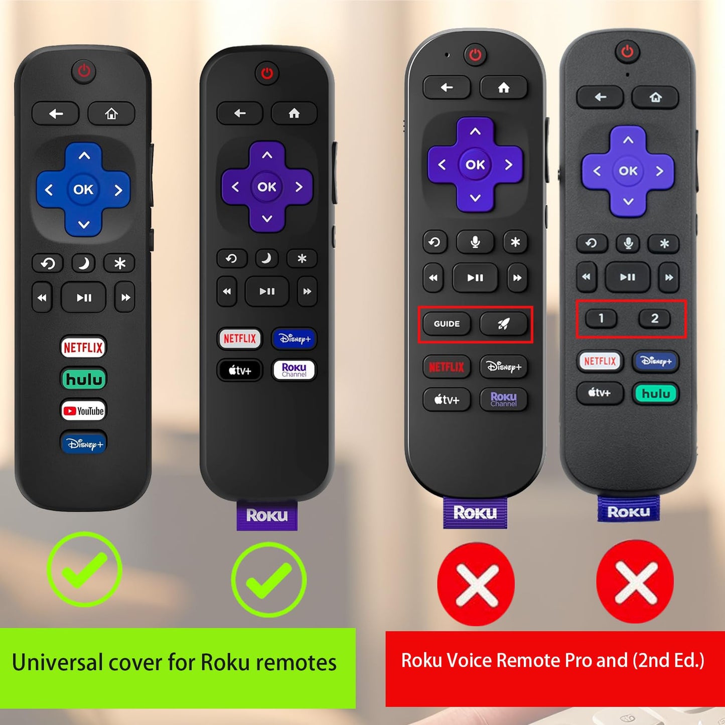 3Pack Cover for Roku Stick Remote, Case Compatible with Hisense TV Controller, Silicone Sleeve for TCL Smart TV Control Holder Glow in The Dark Purple Blue Red