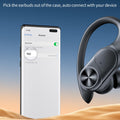 PocBuds Bluetooth Headphones Wireless Earbuds 80hrs Playtime Wireless Charging Case Digital Display Sports Ear Buds with Earhook Deep Bass IPX7 Waterproof Over-Ear Earphones for TV Phone Laptop Black