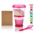 Cereal On the Go Cups Breakfast Drink Cups Portable Yogurt and Cereal To-Go Container Cup (Rose Red)