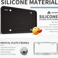 Aujen Silicone License Plate Frames Black, 1 Pack Car License Plate Frame, Universal US Car Black License Plate Holders Brackets Rust-Proof, Rattle-Proof, Weather-Proof Car Accessories(Black)