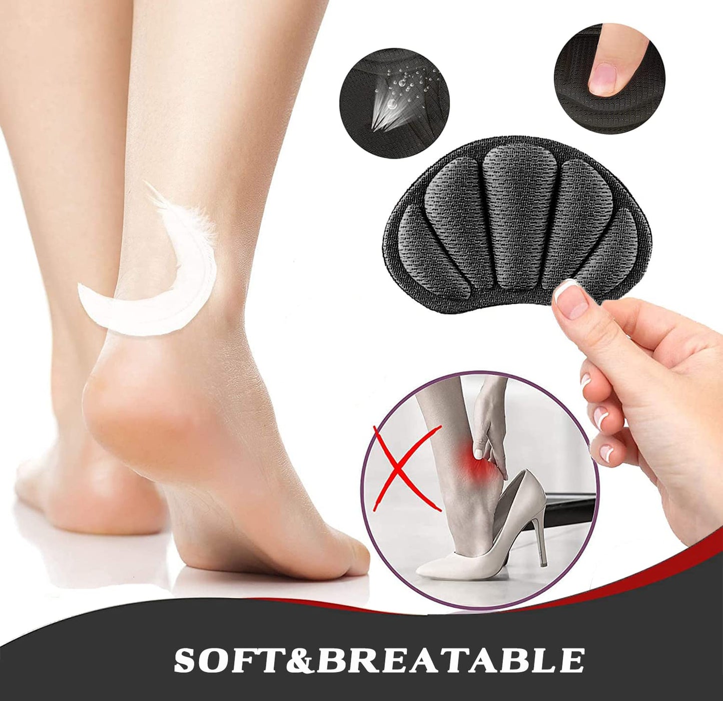 BIKBOK 4Pcs Unisex Heel Protectors for Loose Shoes, Heel Cushion with Self-Adhesive Pads for Sneaker Shoes Too Big(Black)