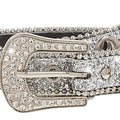 NociHah Ceinture en strass argenté Ceintures de cow-boy Western Cowgirl Ceinture en cuir cloutée en cristal de diamant vintage pour pantalon en jean (largeur argentée 2,89)