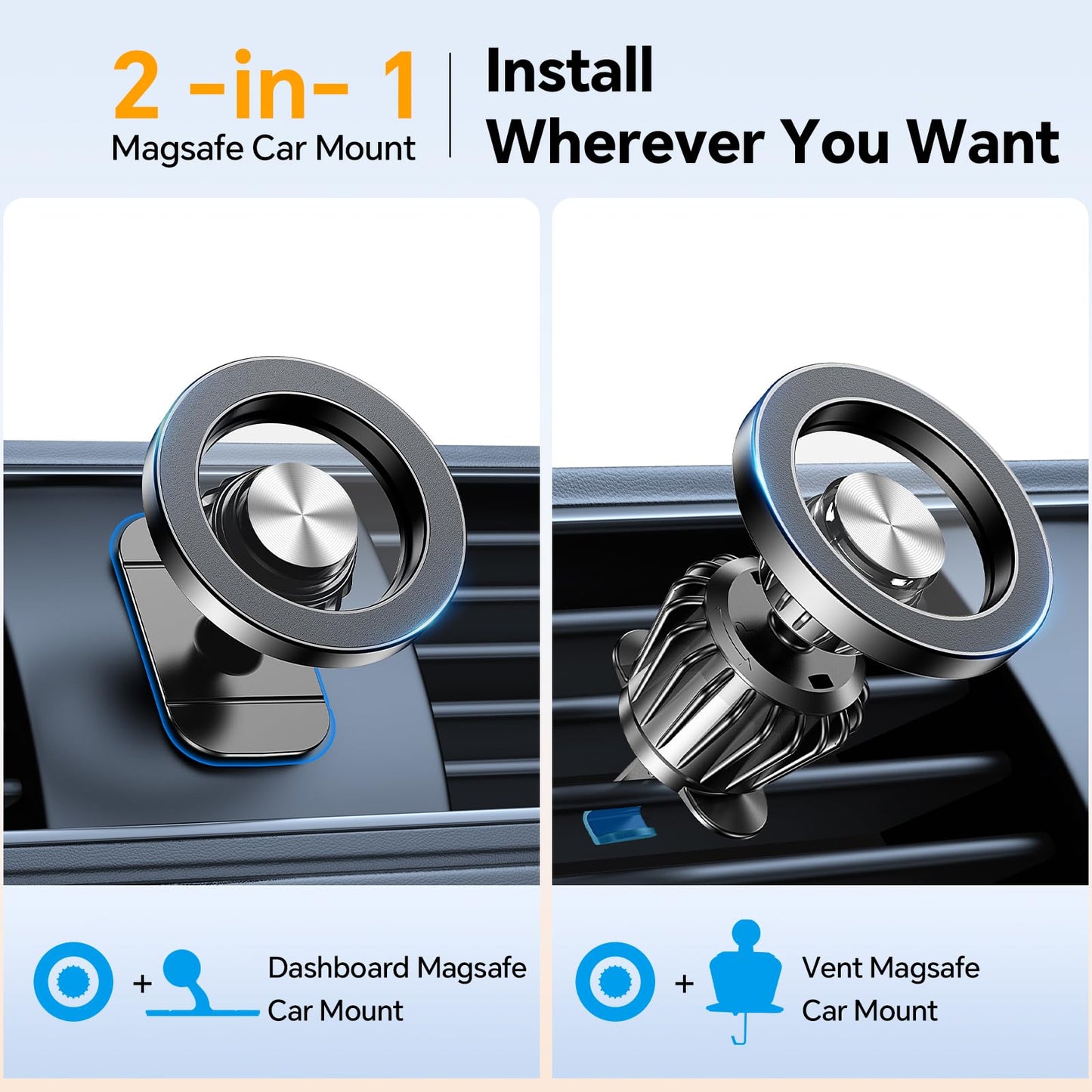 for Magsafe Car Mount【20 Strong Magnets】Magnetic Phone Holder for Car Phone Holder Mount Dash【360°】Cell Phone Holders for Your Car Accessories for Women Men iPhone 16 Pro Max 15 14 13 12 Plus