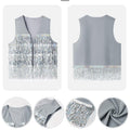 ZXZY Womens Sequin Fringe Sleeveless Vest Sparkly Lightweight Fitted Jacket Cardigan Silver