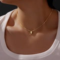 Collier en or Poxtex pour femme avec pendentif en croix délicat 14 carats, collier simple de foi chrétienne, petit collier épais en croix pour femme, bijoux cadeau, colliers ras du cou en croix imperméables et anti-ternissement