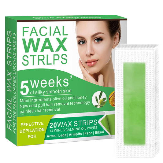 Wax strips, Facial Hair Removal Wax Strips, Women's Facial Hair Removal Wax Strips, Gentle and Fast, for Face, Eyebrows, Upper Lip and Chin - Hypoallergenic, Suitable for All Skin Types，98% Natural