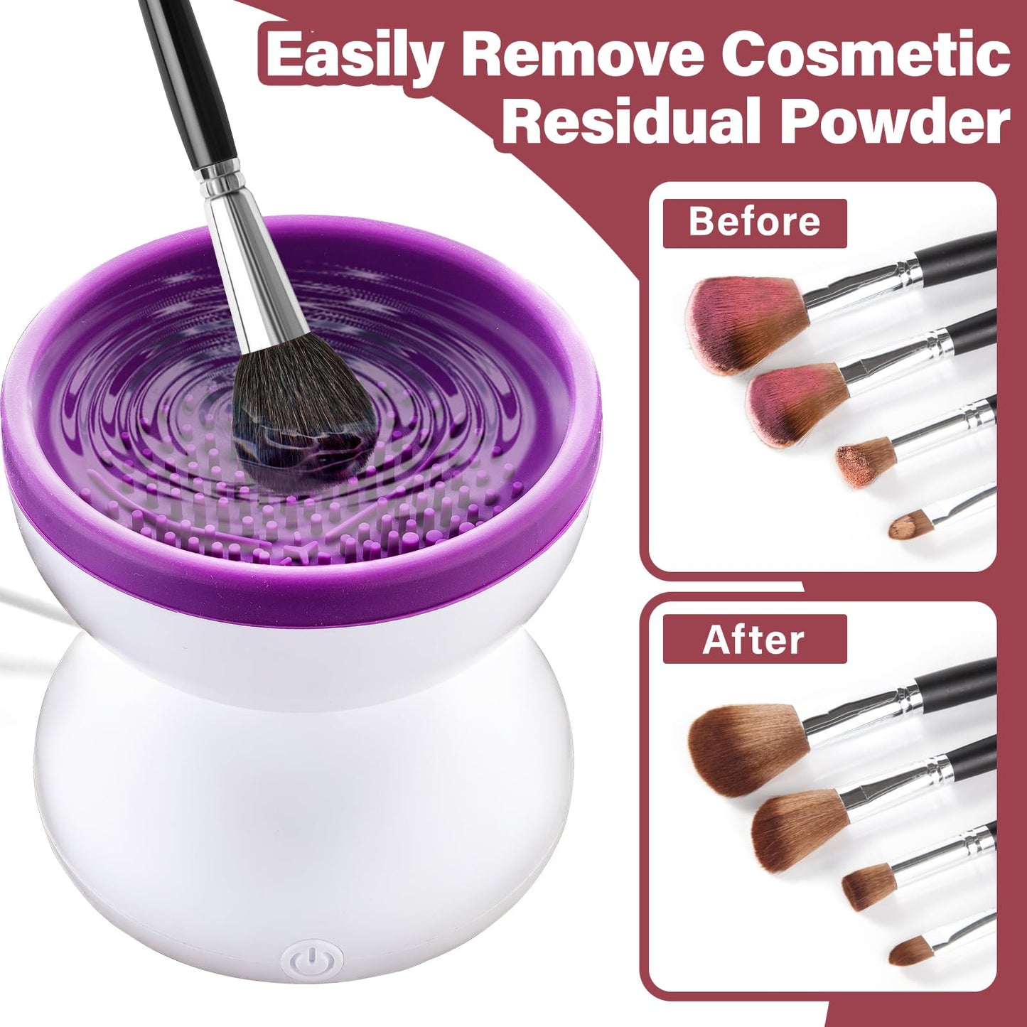 Makeup Brush Cleaner, Travel Automatic Makeup Brush Cleaner Machine with Make Up Brush Cleanser for Makeup Brush, Makeup Sponge, Powder Puff, All Size Makeup Brush Set