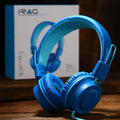 iRAG J01 Kids Headphones Foldable Stereo Tangle-Free 5ft Long Cord 3.5mm Jack Plug in Wired On-Ear Headset for iPad/Amazon Kindle Fire/Toddler/Boys/Girls/School/Laptop/Tablet(Ocean Blue)