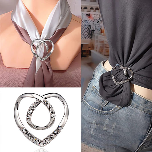 6PCS Silk Scarf Ring Clip T-shirt Tie Clips for Women Fashion Metal Ring Scarves Clasp Waist Buckle for Shirts Clothing Silver Zinc Alloy Clothing Ring Wrap Holder