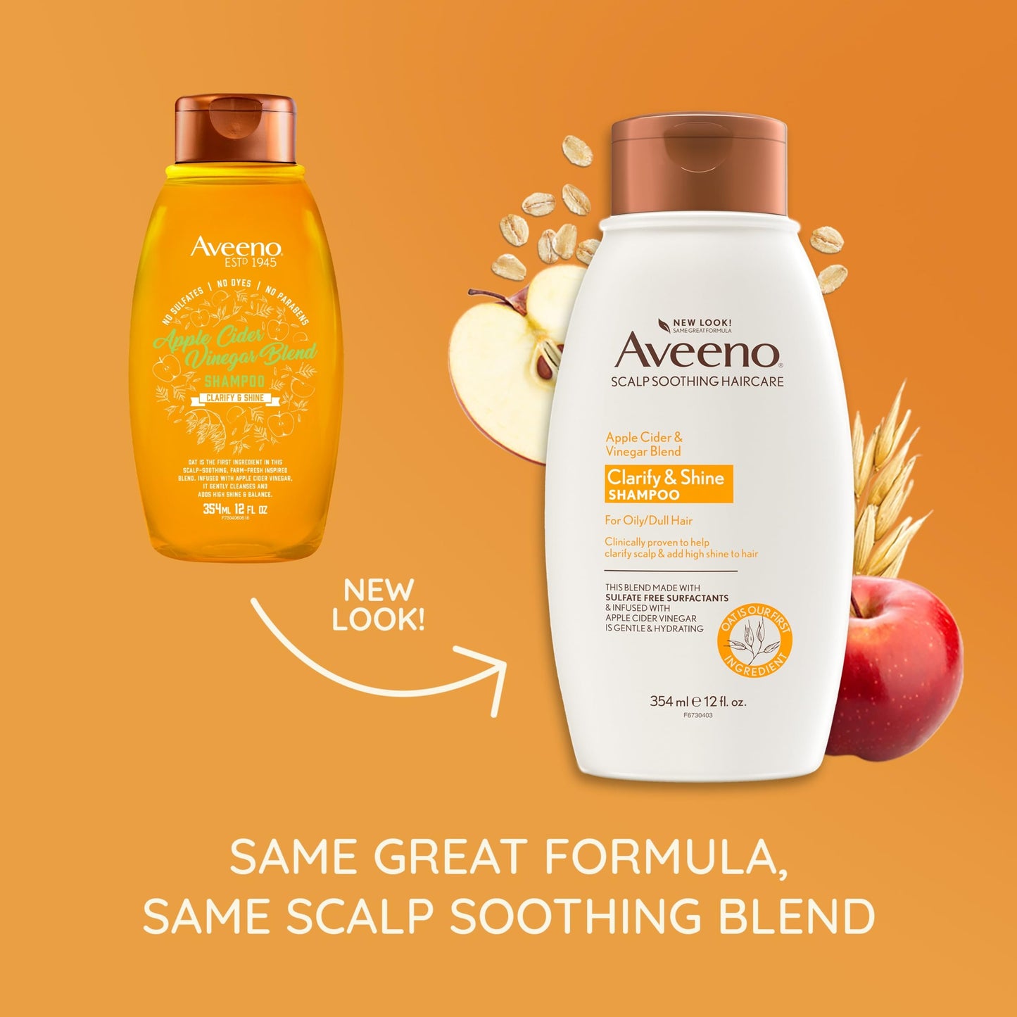 Aveeno Apple Cider Vinegar Clarifying Shampoo, Shine Enhancing, 12 fl oz