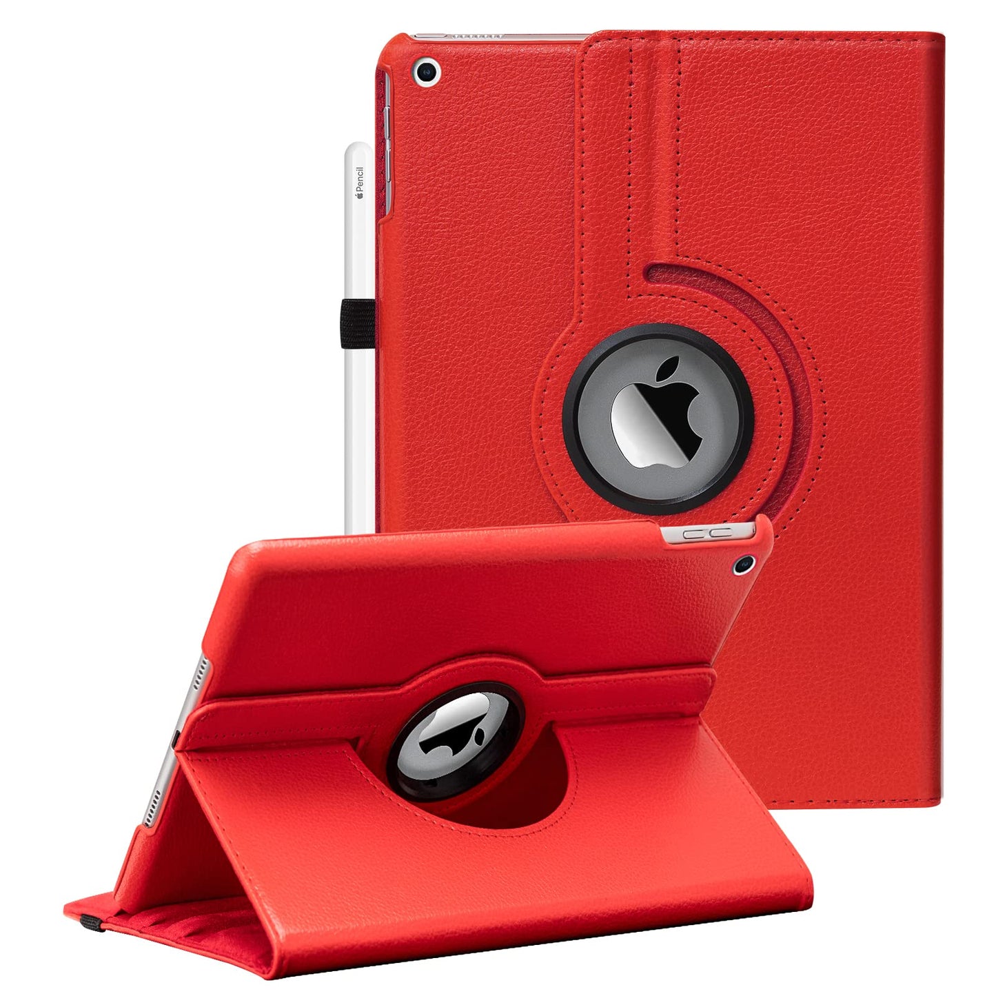 Case for 10.2 Inch Case Fit 9th Generation 2021/ 8th Generation 2020/ 7th Generation 2019-360 Degree Rotating 10.2 Case Cover for 10.2 with Sleep Wake (Red)