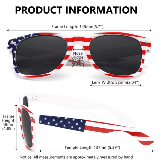 LIKSMU American Flag Sunglasses for Women Men Square Sunglasses Costume Accessories Party Favors Fourth of July USA Patriot Sun Glasses