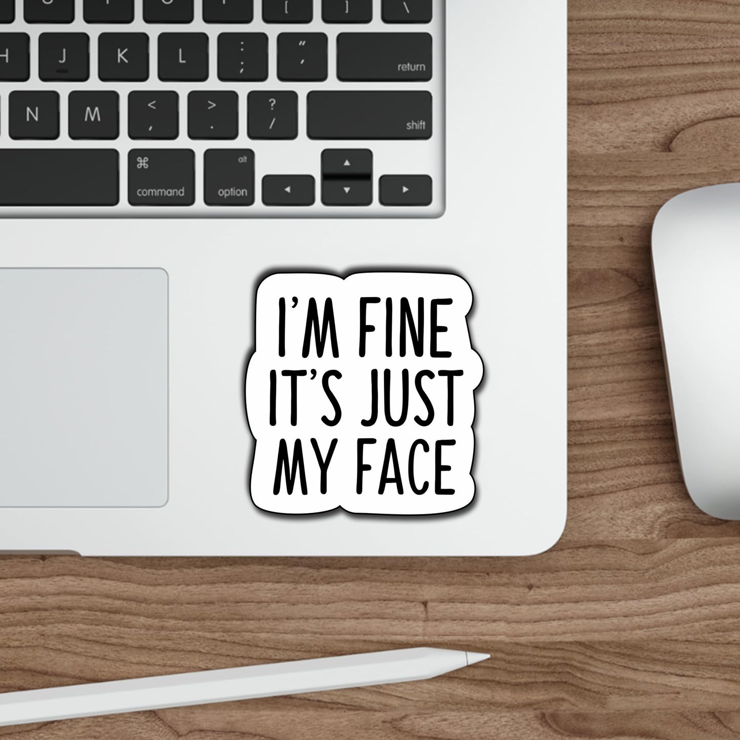 (3 Pcs) I'm Fine It's Just My Face Sticker Funny Decorate Waterproof Vinyl Books Laptops Phone Water Bottles Kindle Decals Bookish Reading Stickers Gifts for Man Woman Boys Girls Size 3"x2.8" Inch