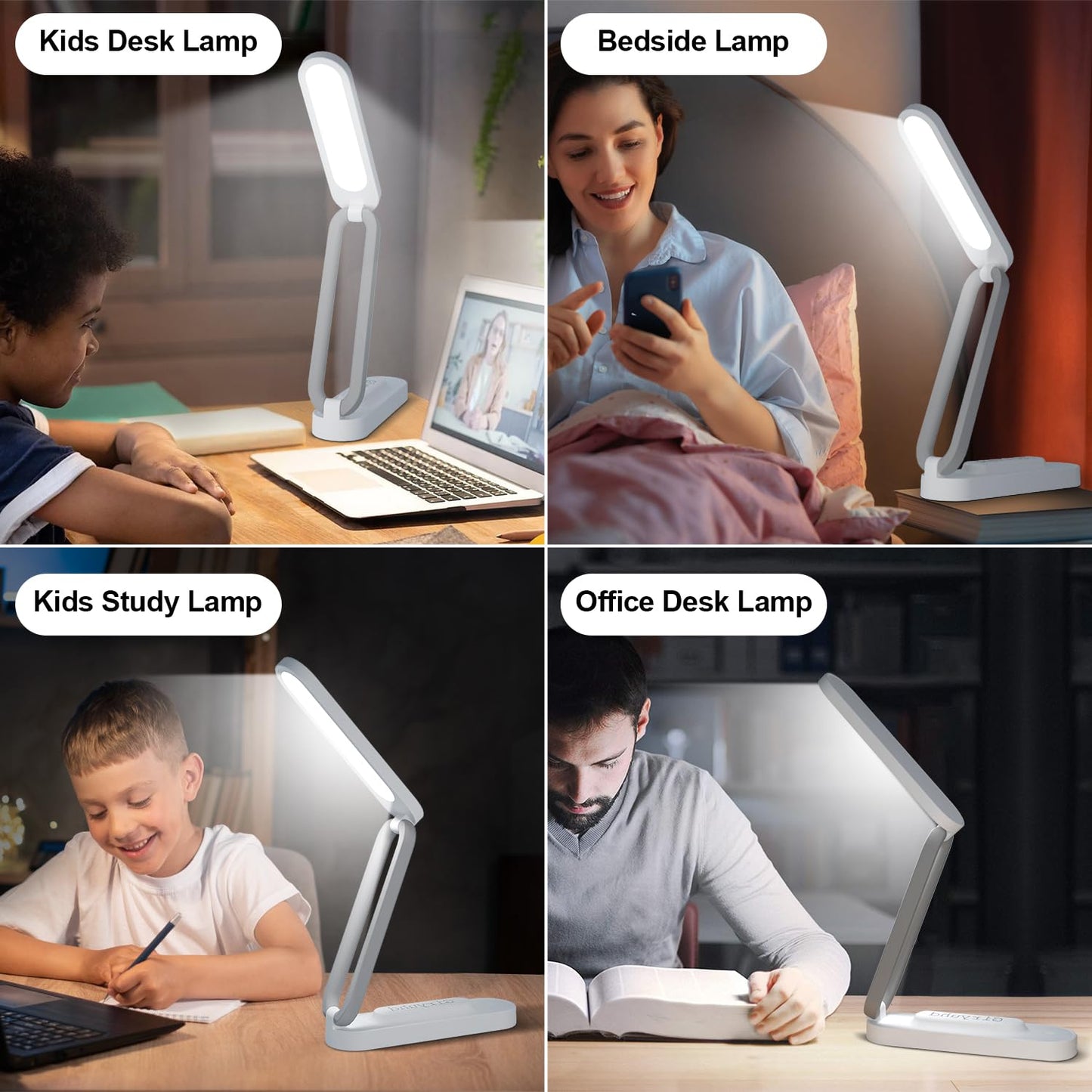 Giryuhd LED Desk Lamp for Office Home & Battery Operated Lamp Rechargeable Lamp Foldable & Portable Light, LED Desk Light Strip, 3 Brightness Dimmable Small Desk Lamp Wireless Reading Lamp