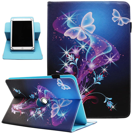 Universal 10 10.1 Inch Android Tablet Case, Dluggs 360 Degree Rotating Multi-Angle Viewing Stand Universal Case Cover for 10 10.1 and All 9.5-10.5 Inch Tablet, Shiny Butterfly