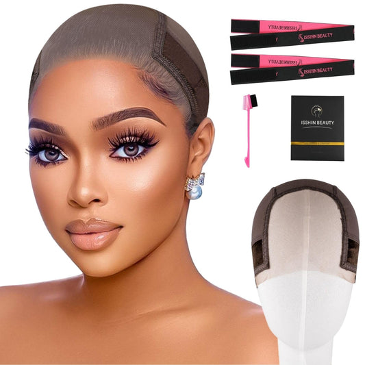 Lace Wig Grip Cap Women: 4x5 Transparent Swiss Lace Front - Non-slip Wig Gripper for Keeping Wigs In Place - Adjustable Elastic Headband with Velcro