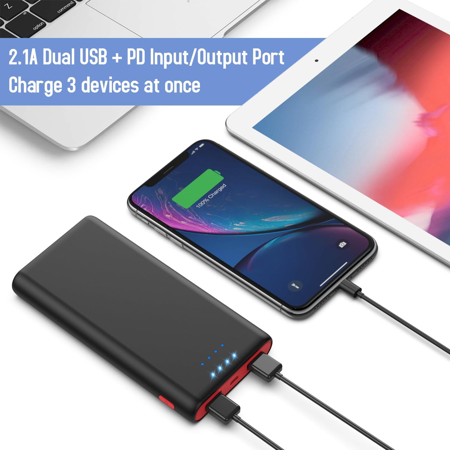 Portable Charger Power Bank 25800mAh,Ultra-High Capacity PD3.0 Fast Phone Charging with Intelligent Controlling IC,3 USB Port External Cell Phone Battery Pack Compatible with iPhone,Android etc