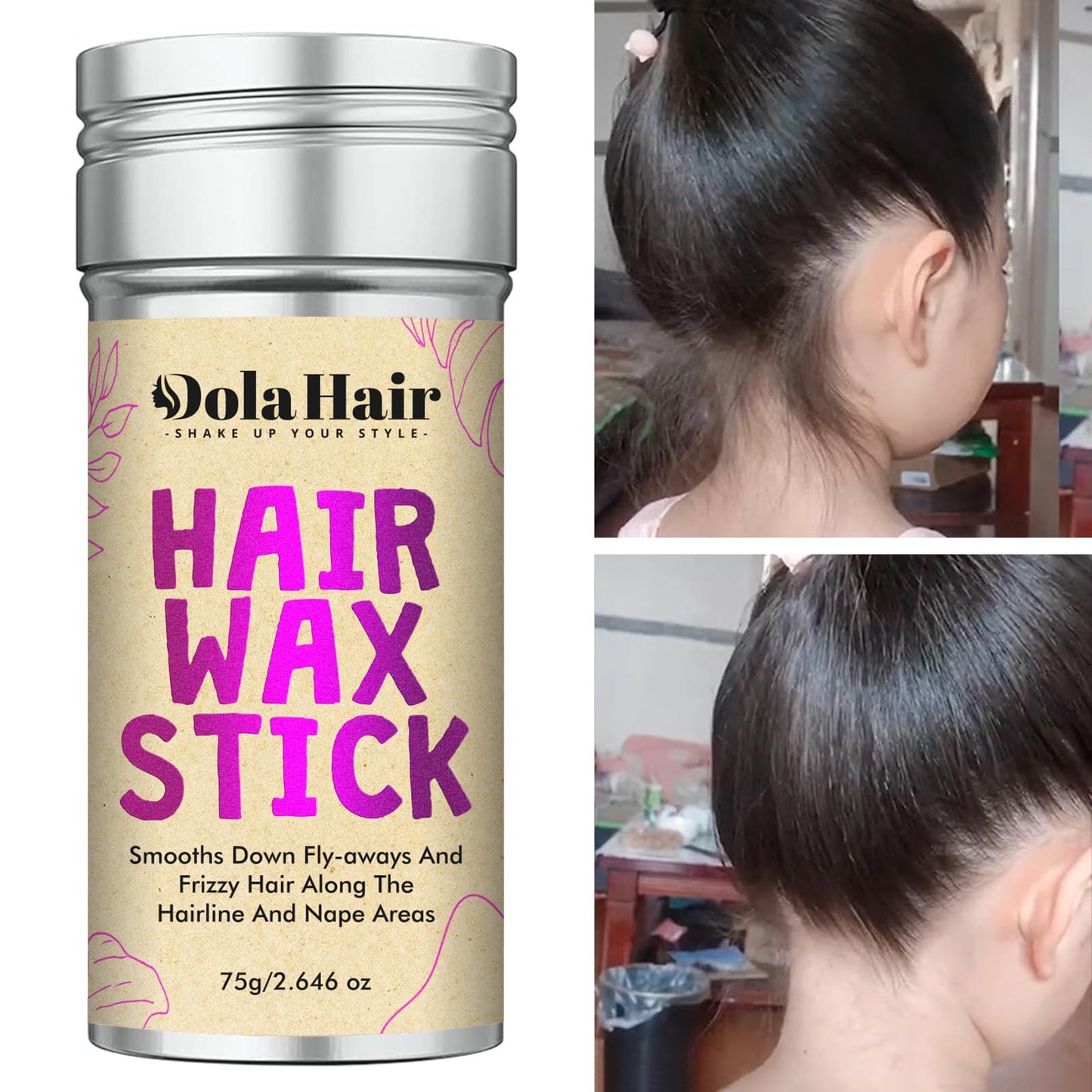 Dolahair Hair Wax Stick - Flyaway Control and Styling Pomade for Kids, Women, and Men - Hair Bun Maker and Accessorie (1 Pack of Wax)