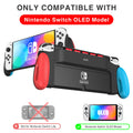 Estuche MEQI Grip compatible con Nintendo Switch OLED, diseño único mejorado con 5 ranuras para juegos, agarre cómodo y ergonómico, accesorios para Switch