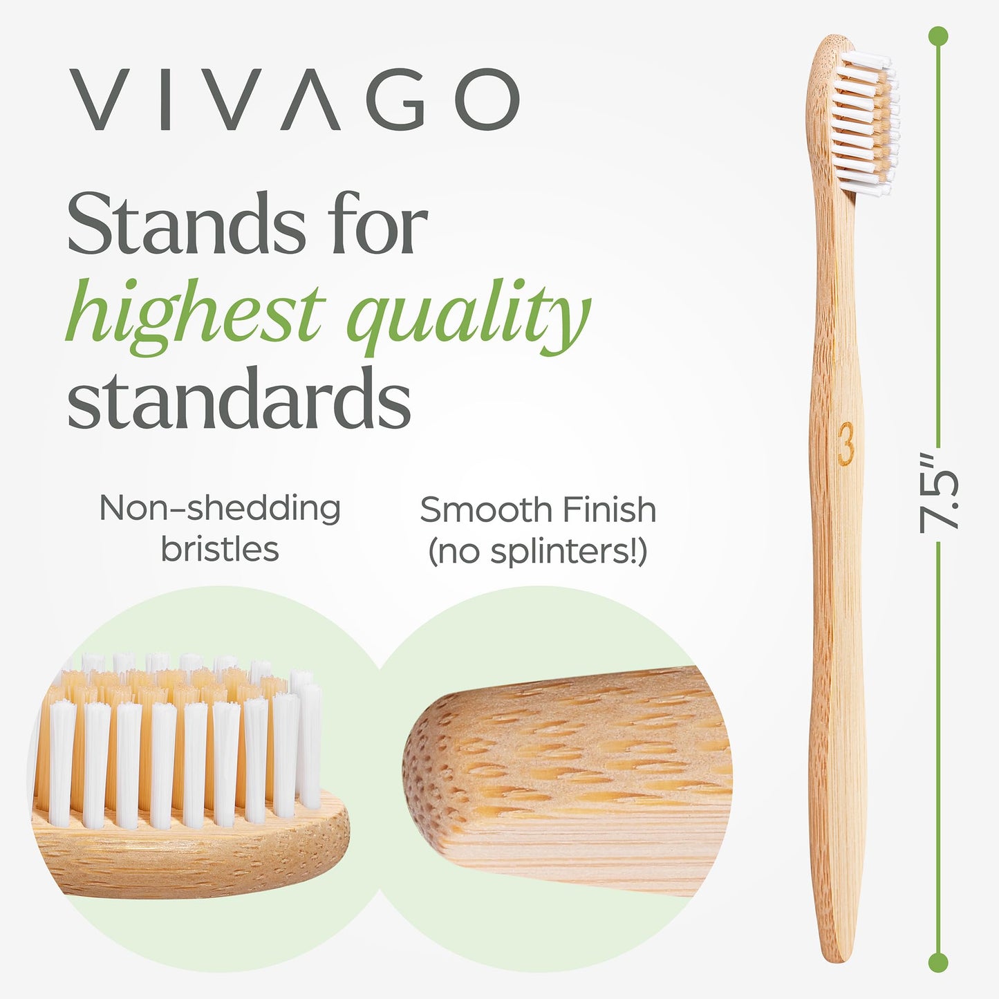 VIVAGO Biodegradable Bamboo Toothbrushes 10 Pack - BPA Free Soft Bristles Toothbrushes, Eco-Friendly, Compostable Natural Wooden Toothbrush