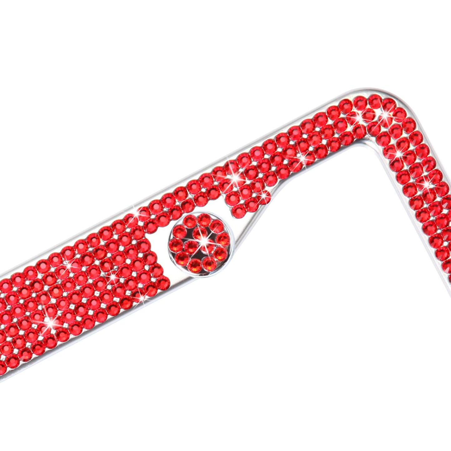 TZARROT Cadres de plaque d'immatriculation en strass rouge pour femmes, couverture de plaque d'immatriculation en métal antirouille, accessoires de voiture Bling pour femmes et filles