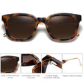 SOJOS Classic Square Polarized Sunglasses Womens Mens Retro Trendy UV400 Sunnies SJ2050, Amber Tortoise/Brown