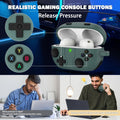 RFUNGUANGO case for Sony WF-1000XM5 with Keychain/Cleaning Tool, Soft Silicone Protective Case, Gaming Console Theme Protective Case (for Sony WF1000XM5 True Wireless Earbuds) - Green