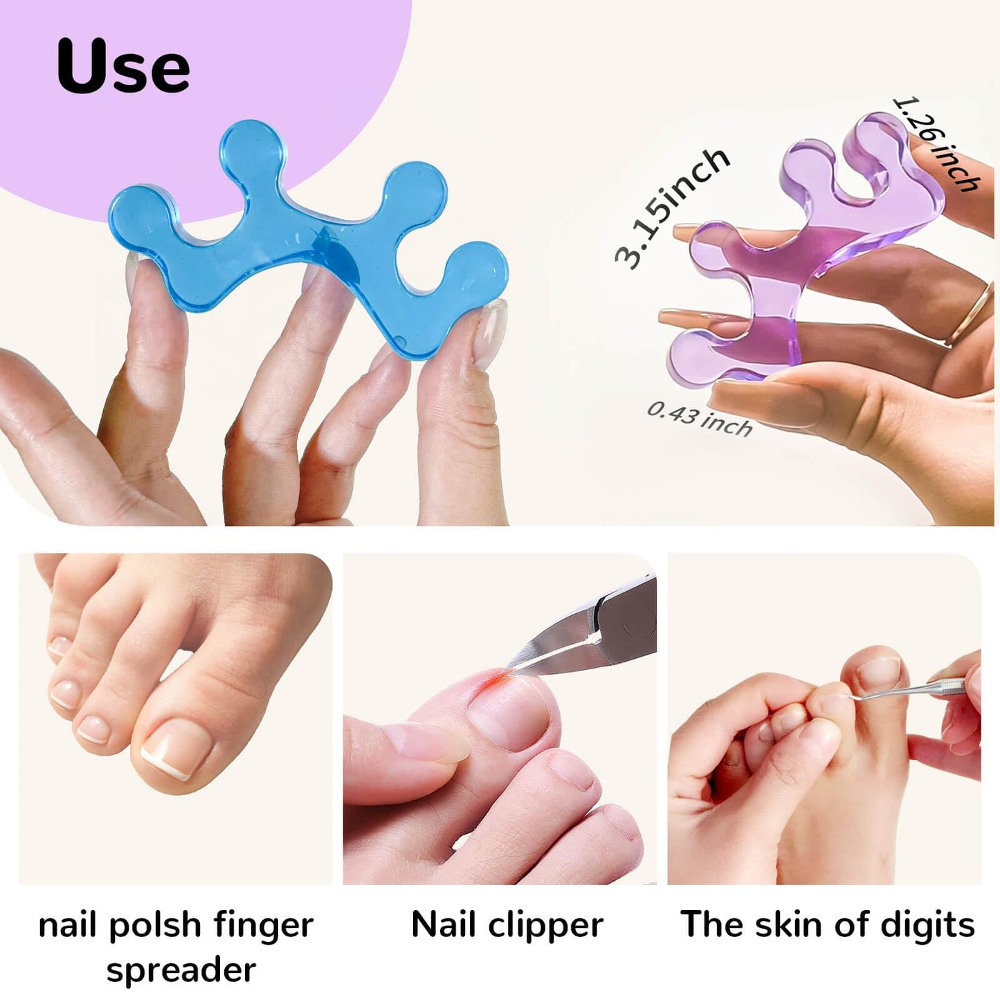 SUNFATT Toe Separators for Pedicure,Toe Separators for Women,Pedicure Toe Spacers for Separating Toenails or Nails,Easy Finger and Toenail Polish Grooming,Soft Gel Toe Spacers Pedicure Kit.