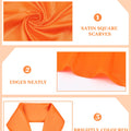 Foulard en soie Foulard en soie Grand foulard carré Foulard de costume d'Halloween Mouchoir en satin Rétro pour femme Homme (Orange, 35 pouces)