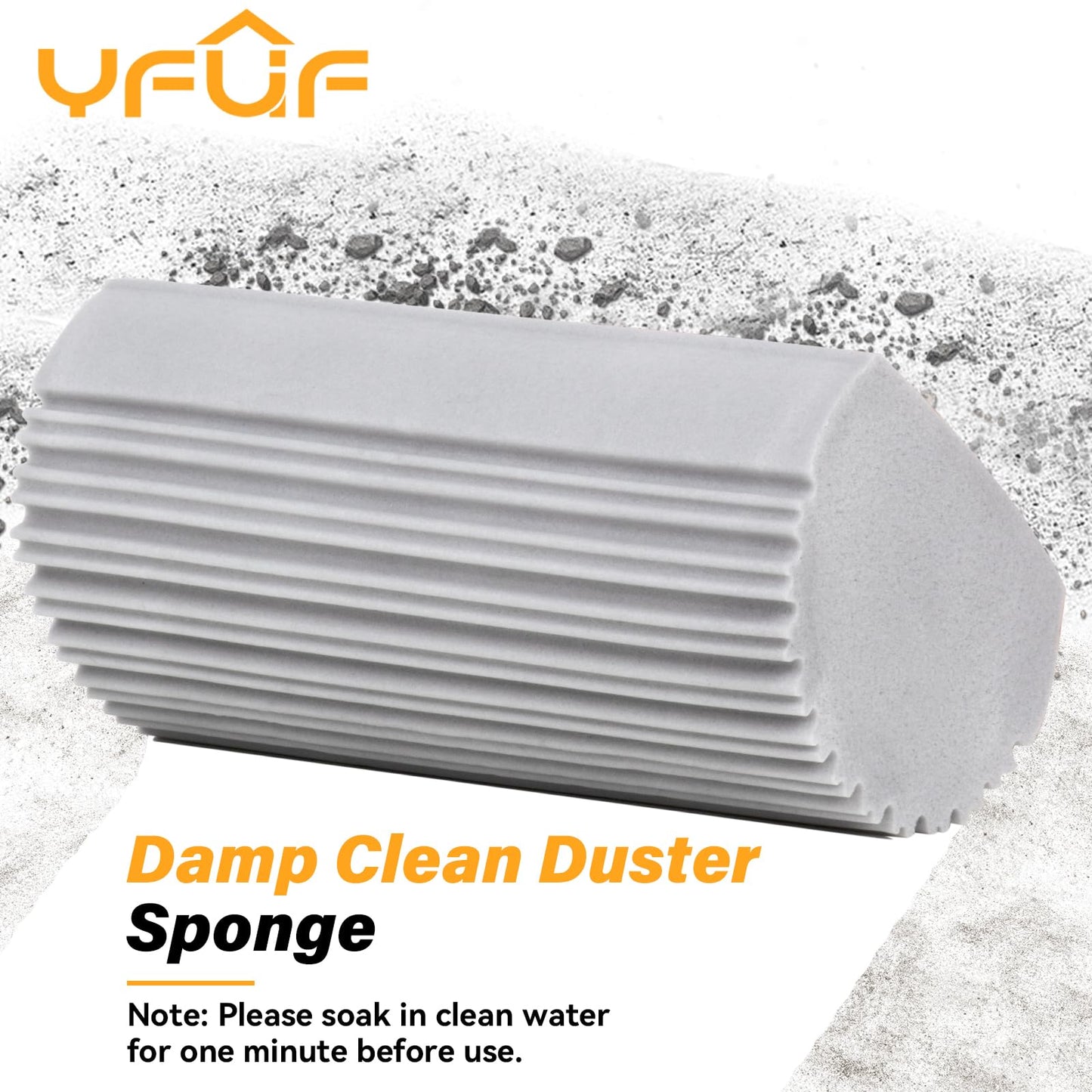 YFUIF 2-Pack Damp Clean Duster Sponge, Magic Sponge Eraser Baseboard Cleaner Tool, Dusters for Cleaning Blinds, Glass, Vents, Railings, Mirrors,Window Track Grooves and Faucets