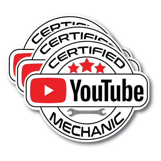 (3 Pack) Certified YouTube Mechanic Sticker - Funny You-Tube Mechanic Decal for Expert Mechanic - 5.5" - Automotive Industry - Office Gag Gift - Jokes for Friend - Made in USA - BMCS060