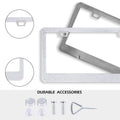 Alpmosn Bling Cadre de plaque d'immatriculation, cadres de plaque d'immatriculation scintillants pour femmes, 1 cadre de plaque d'immatriculation en acier inoxydable cristal, accessoires de voiture universels (blanc)